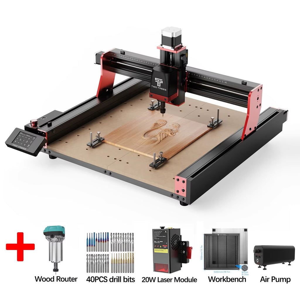 Twotrees-enrutador CNC de 3 ejes/4 ejes, fresadora y cortadora TTC450 PRO, grabador de joyería para madera, acrílico, PCB, PVC, MDF, Metal