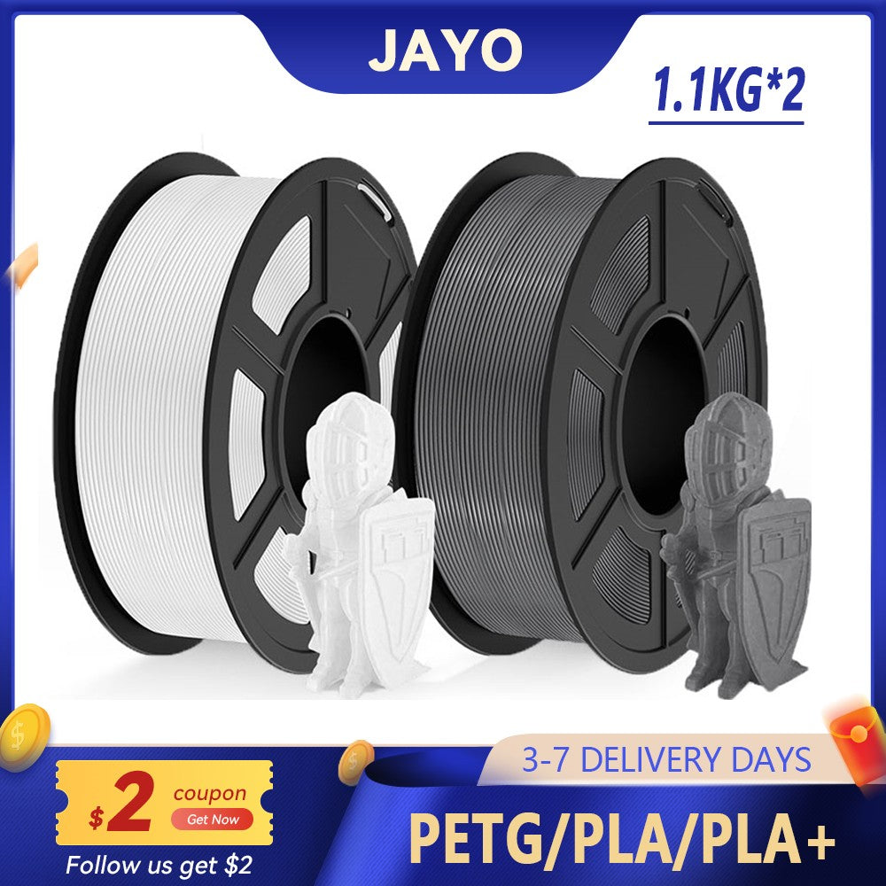 JAYO 2 rollos de filamento de impresora 3D PETG/PLA/PLA PLUS 1,75mm 2,2 KG 100% sin burbujas materiales de impresión 3D no tóxicos para impresora 3D