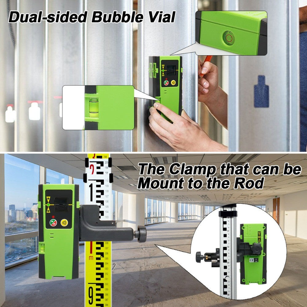 Receptor láser Digital Huepar, Detector de nivel láser de línea cruzada para exteriores, pulsación de Color verde con abrazadera para haces huepar rojos/verdes