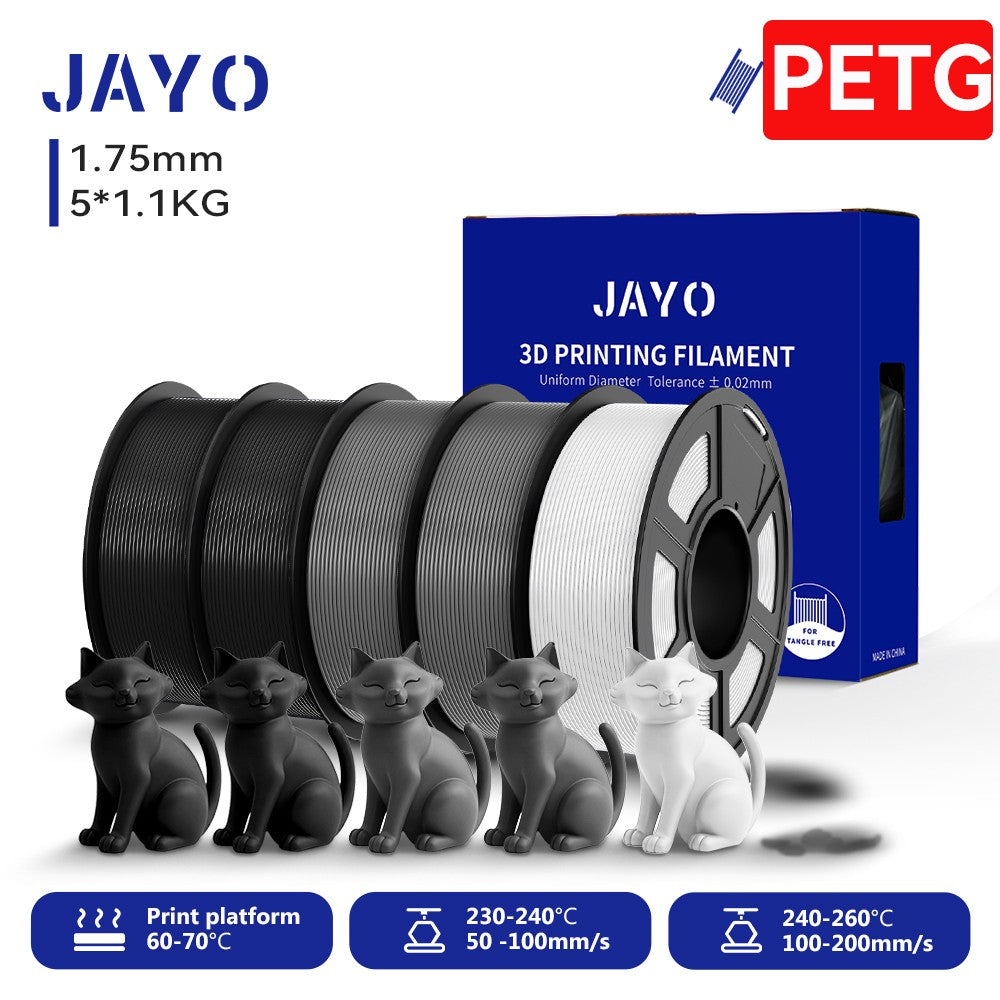 Filamento para Impresora 3D JAYO PETG/PLA/PLA PLUS, 1.75mm, 5.5KG, 100% Sin Burbujas, No Tóxico, Materiales de Impresión 3D para Impresora 3D y Bolígrafo 3D