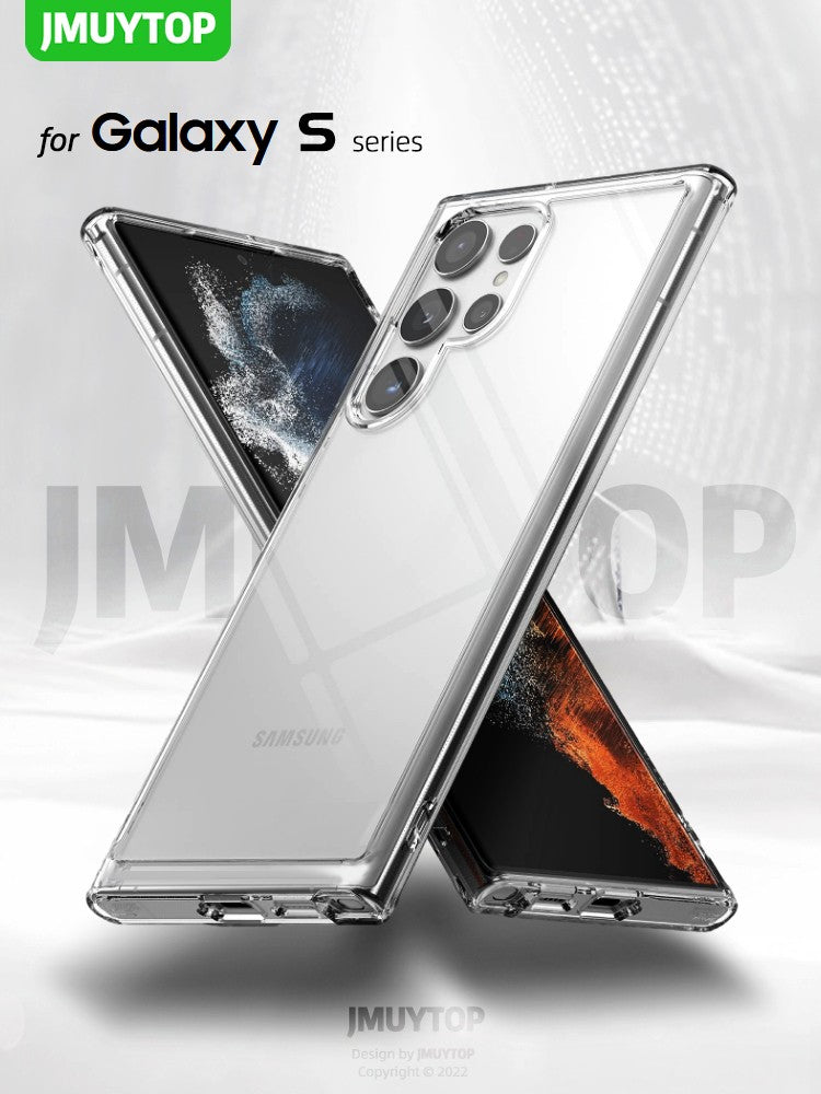 Funda de teléfono transparente de lujo para Samsung Galaxy s24 S23 S22 S21 S20 Ultra Plus TPU parachoques botones de Metal funda dura transparente