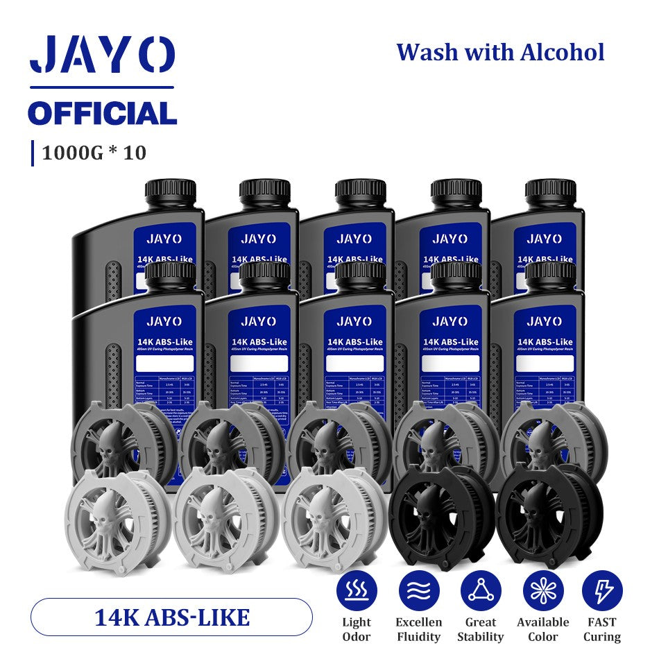JAYO ABS como resina 3D, 10 botellas ABS como fotopolímero de curado UV de 405nm, resina 3D rápida para impresora 3D LCD/DLP/SLA de 2/4/6/8K