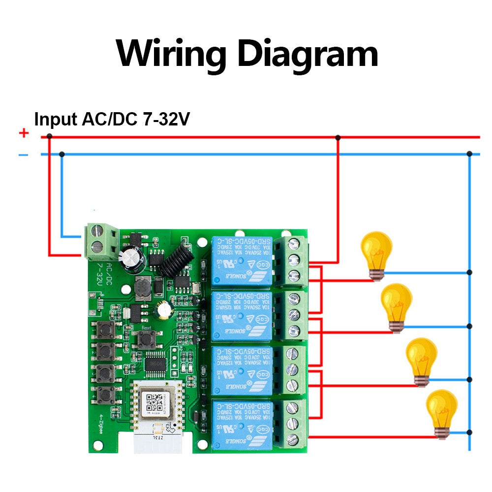 Interruptor Inteligente Zigbee de Contacto Seco, Módulo de Relé de Riel DIN de 1, 2 o 4 Canales, Relé RF de Dos Canales 433, 12V 24V 230V, Compatible con Tuya
