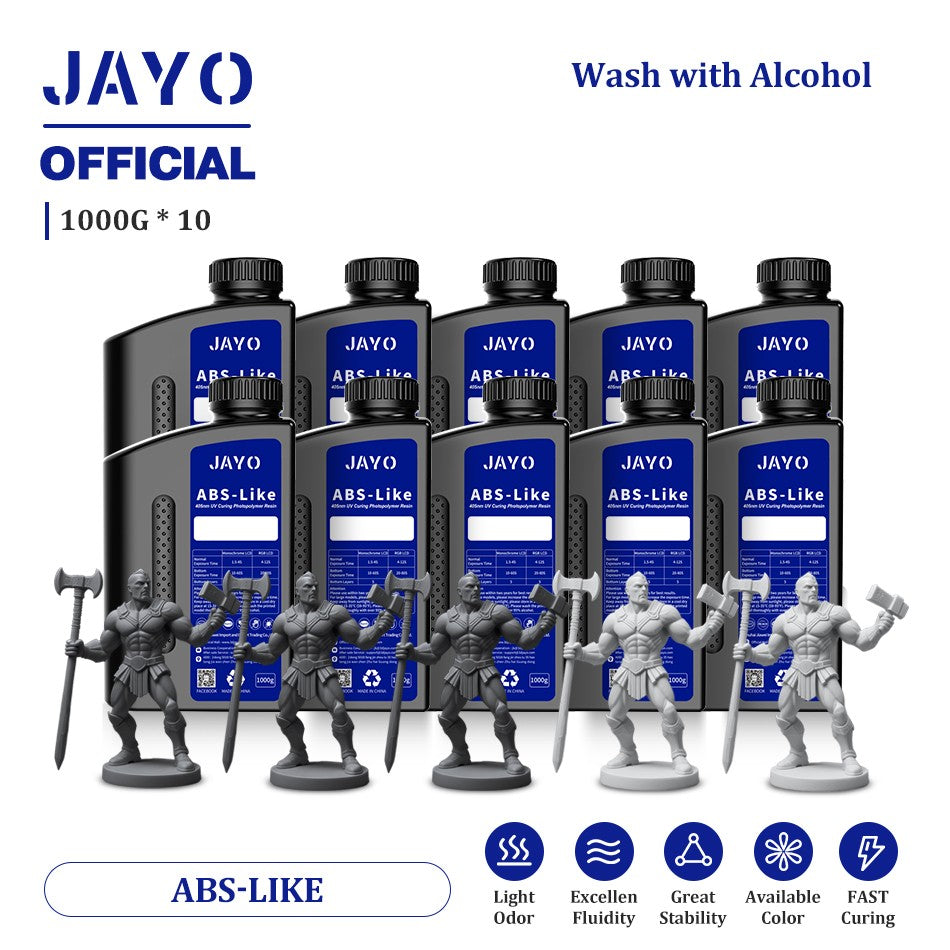 JAYO ABS como resina 3D, 10 botellas ABS como fotopolímero de curado UV de 405nm, resina 3D rápida para impresora 3D LCD/DLP/SLA de 2/4/6/8K