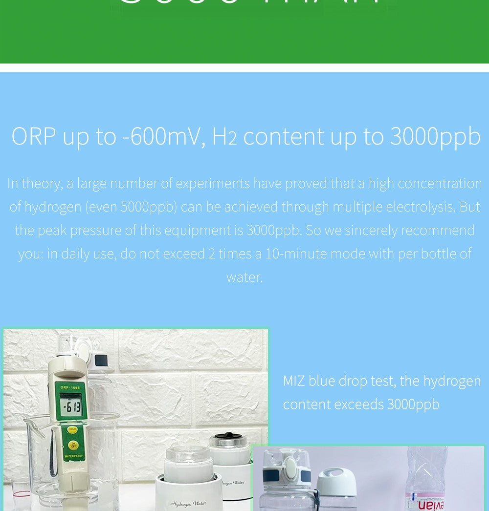 Generador de agua hidrogenada Bluevida de nuevo estilo deportivo SPE y PEM, H2 hasta 3000ppb y botella de agua hidrogenada con gran capacidad de batería