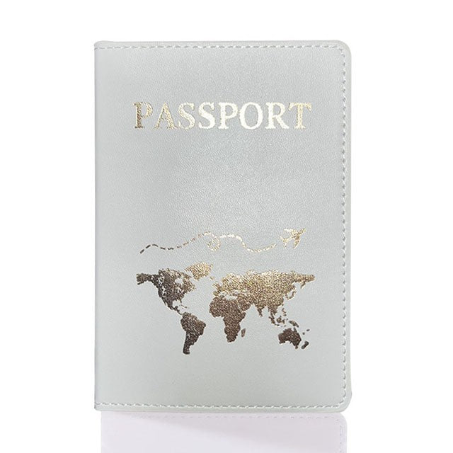 Amante el mapa del mundo cubierta de pasaporte estampado en caliente avión Simple mujeres hombres viaje pasaporte estuche protector moda regalo de boda