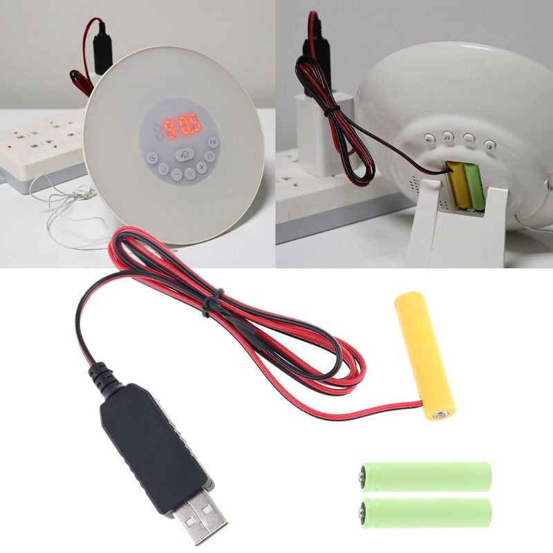 Cable de alimentación USB de 5V y 2A, eliminador de batería AAA de 4,5 V, 1,5 V, LR03, 4,6 m, T21A