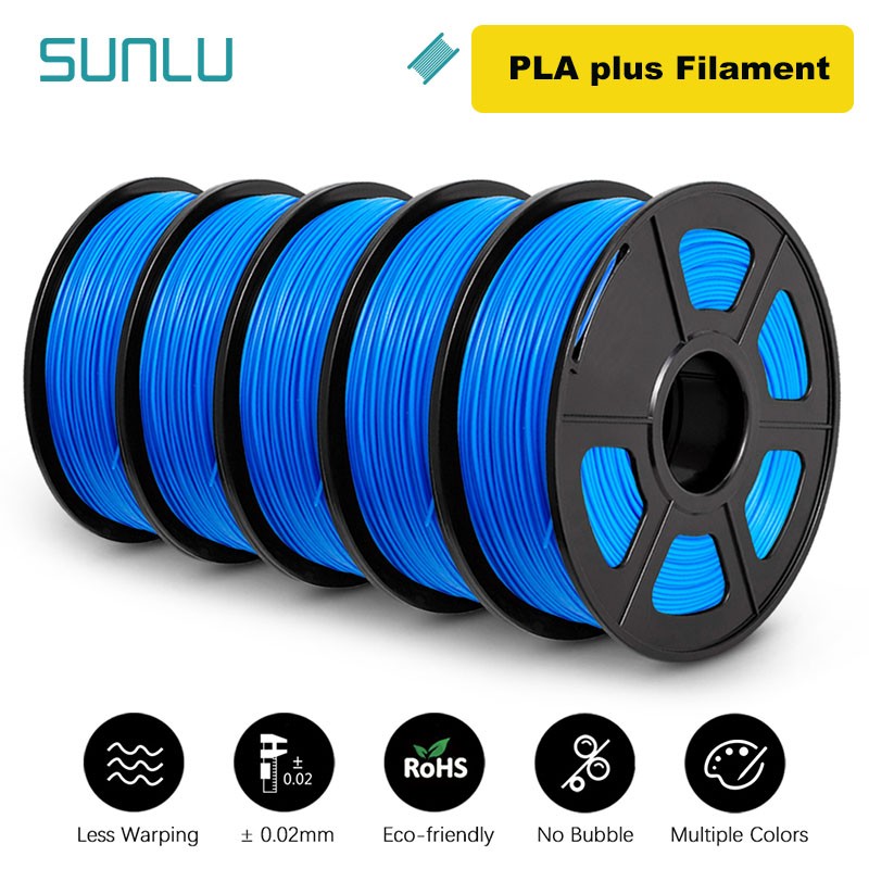 SUNLU Filamento PLA/PETG/PLA PLUS/Transparente de 5 kg, 1.75 mm, 5 Rollos de 1 kg, Filamento 3D para Impresora y Bolígrafo 3D, Enrollado Cuidadosamente