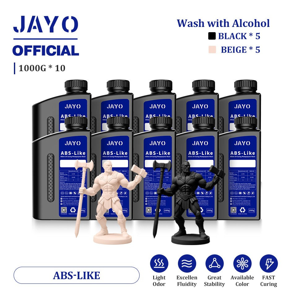 JAYO ABS como resina 3D, 10 botellas ABS como fotopolímero de curado UV de 405nm, resina 3D rápida para impresora 3D LCD/DLP/SLA de 2/4/6/8K