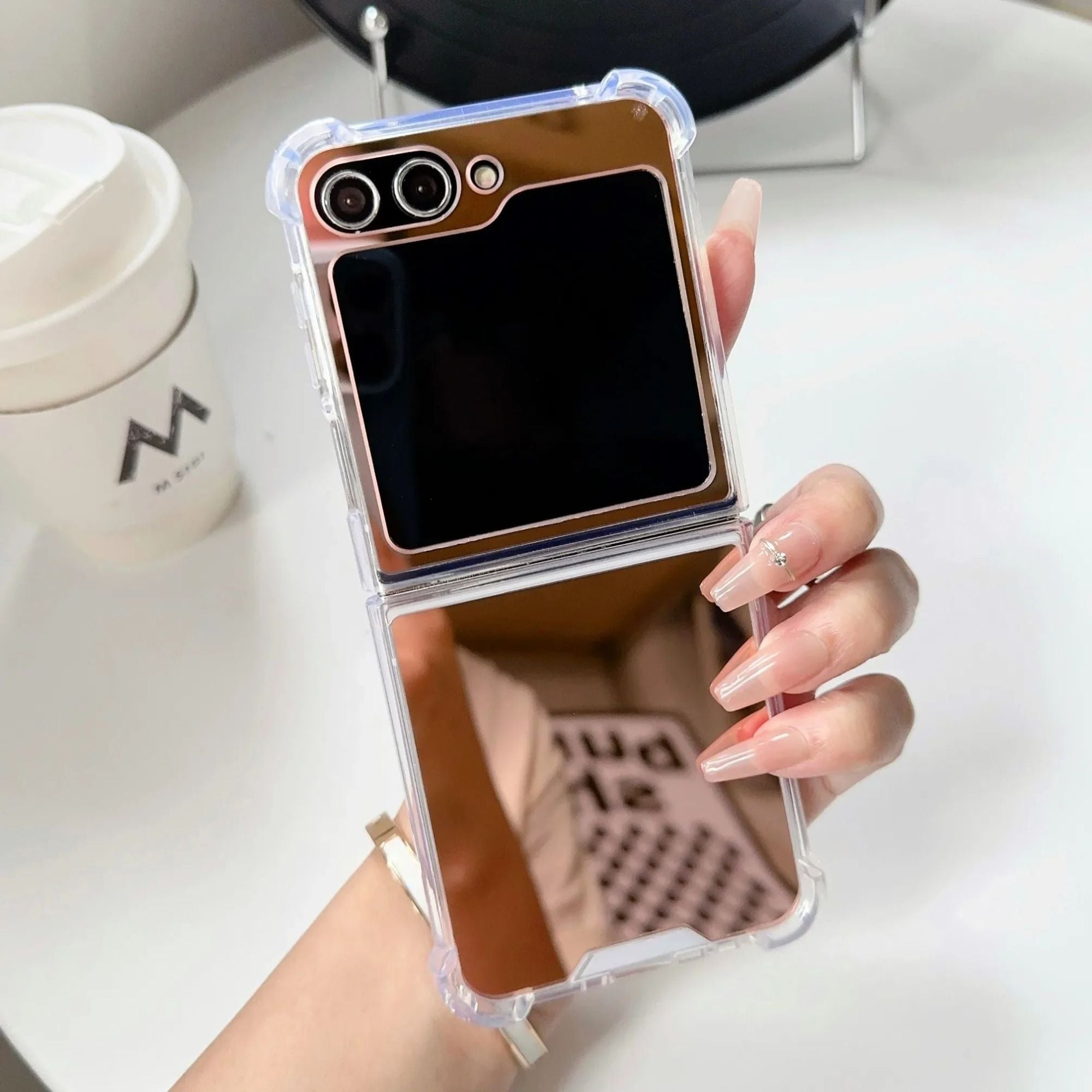 Funda rígida con espejo de maquillaje a la moda para Samsung Galaxy Z Flip 6 5 4 3 7, funda ultrafina a prueba de golpes para Samsung Z Flip6