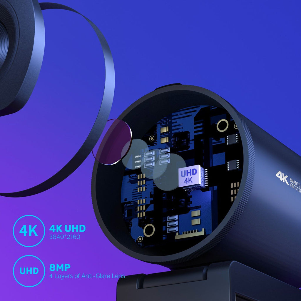 Cámara Web 4K 1080P 60FPS con Enfoque Automático, Cámara Web para Transmisión en Vivo EMEET S600 con Micrófonos y Cubierta de Privacidad para Tiktok/YouTube