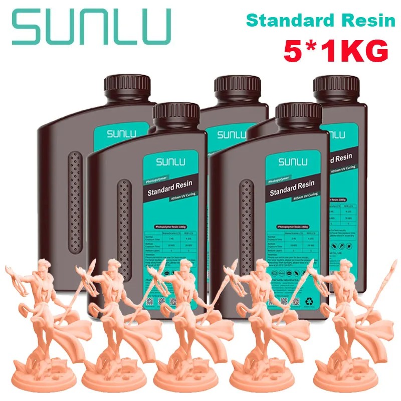 Resina estándar SUNLU/ABS como/lavado con agua/resina estándar 14K 5KG 1KG/botella 405nm resina UV impresión 3D para impresora LCD 3D