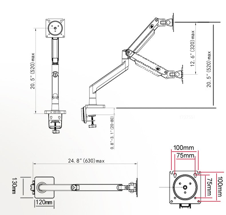 Soporte de monitor de escritorio con brazo de resorte de gas NB G40 G45 para pantallas de 22-40 pulgadas, rotación de 360°, 3-12 kg, 3-15 kg.