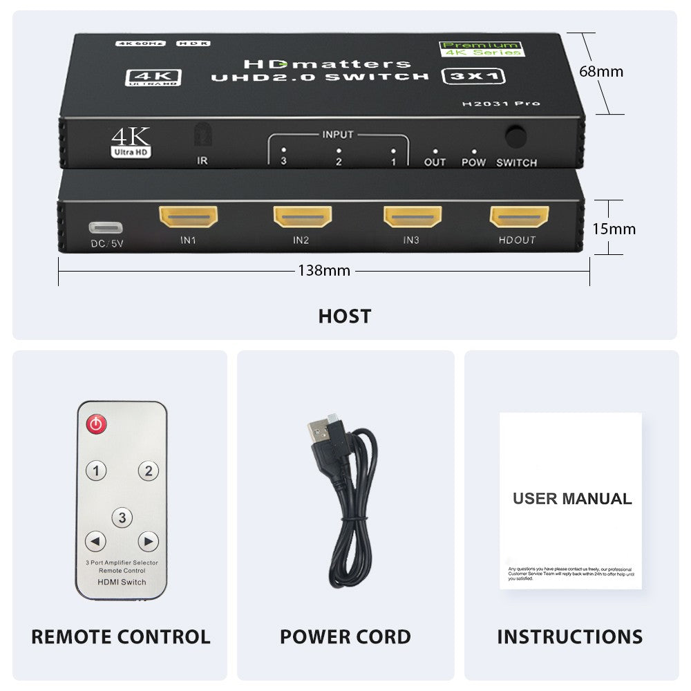 Divisor de interruptor HDMI 2,1, 120Hz, 3/4/5 puertos, HDMI 2,0 o HDMI 2,1, con mando a distancia para PS5, Xbox Series X, Apple TV, 4K, HDMI HDR
