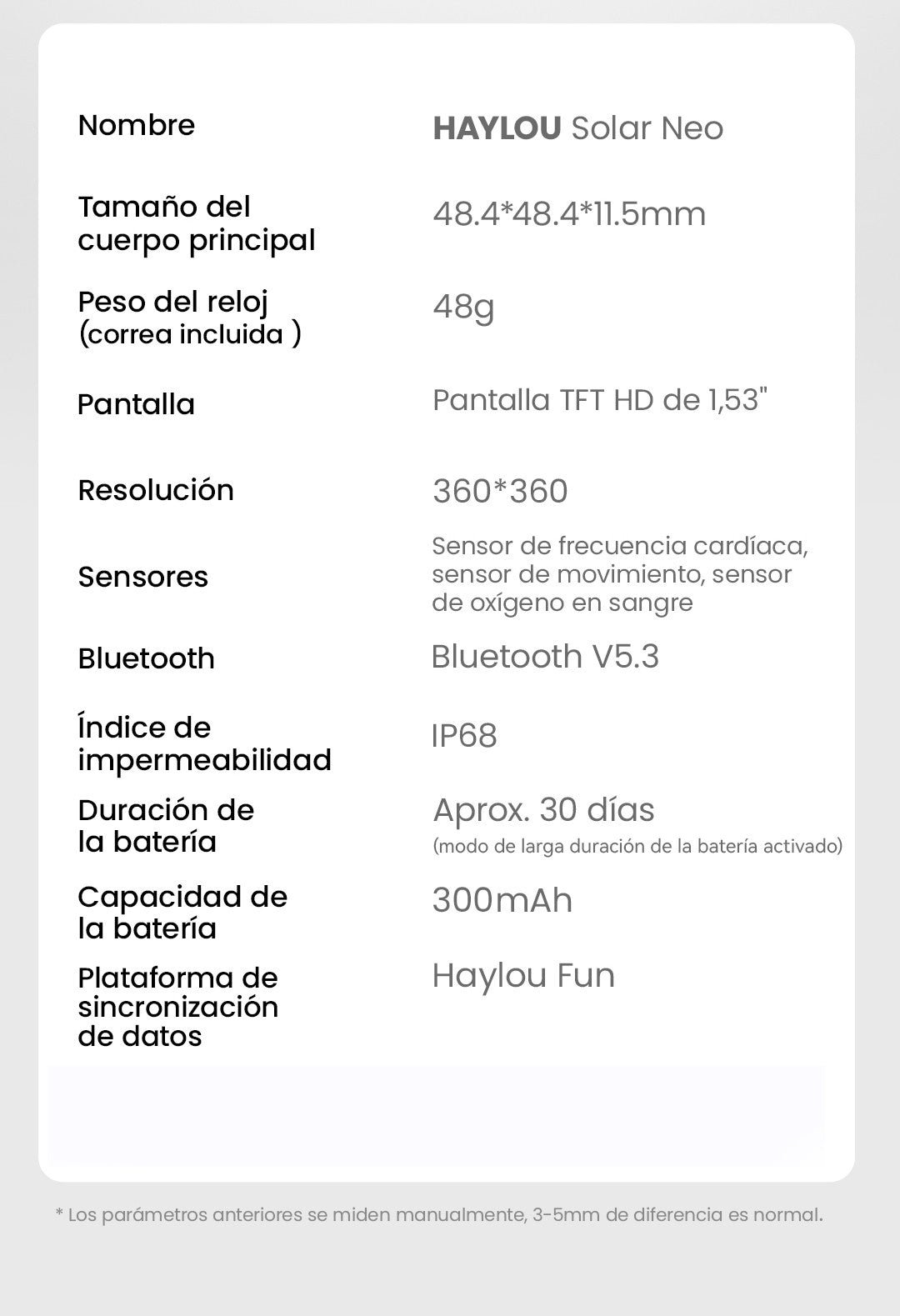 HAYLOU Solar Neo Reloj inteligente Pantalla HD de 1,53'' Llamada Bluetooth Monitoreo de salud 24 horas Relojes inteligentes Hombres Mujeres Relojes deportivos inteligentes