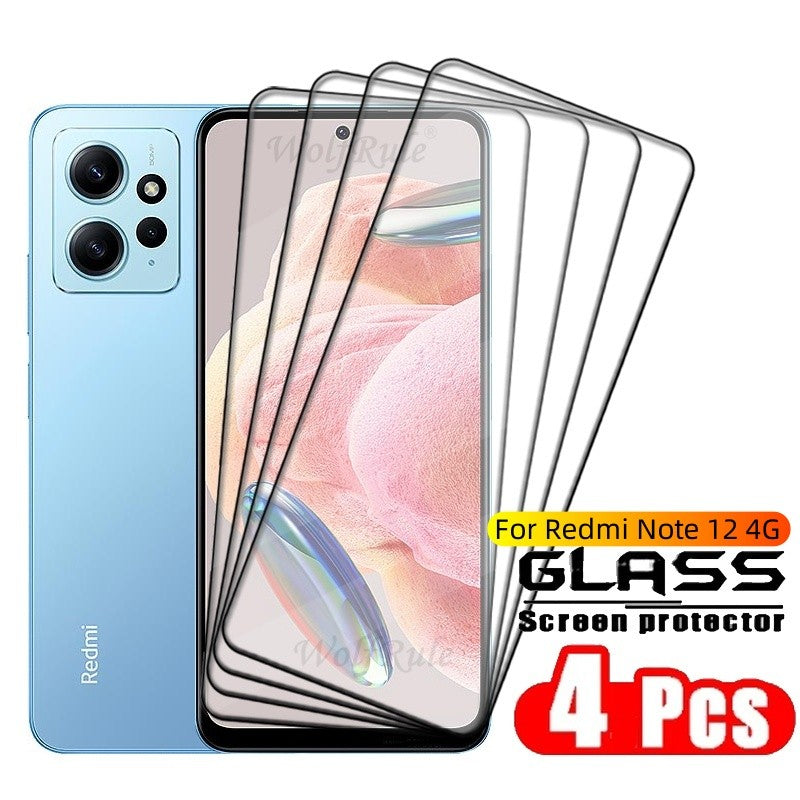 1-4 Uds para Redmi Note 12 4G vidrio Xiaomi Redmi Note 12 4G vidrio templado cubierta completa pegamento Protector de pantalla Redmi Note 12 4G vidrio