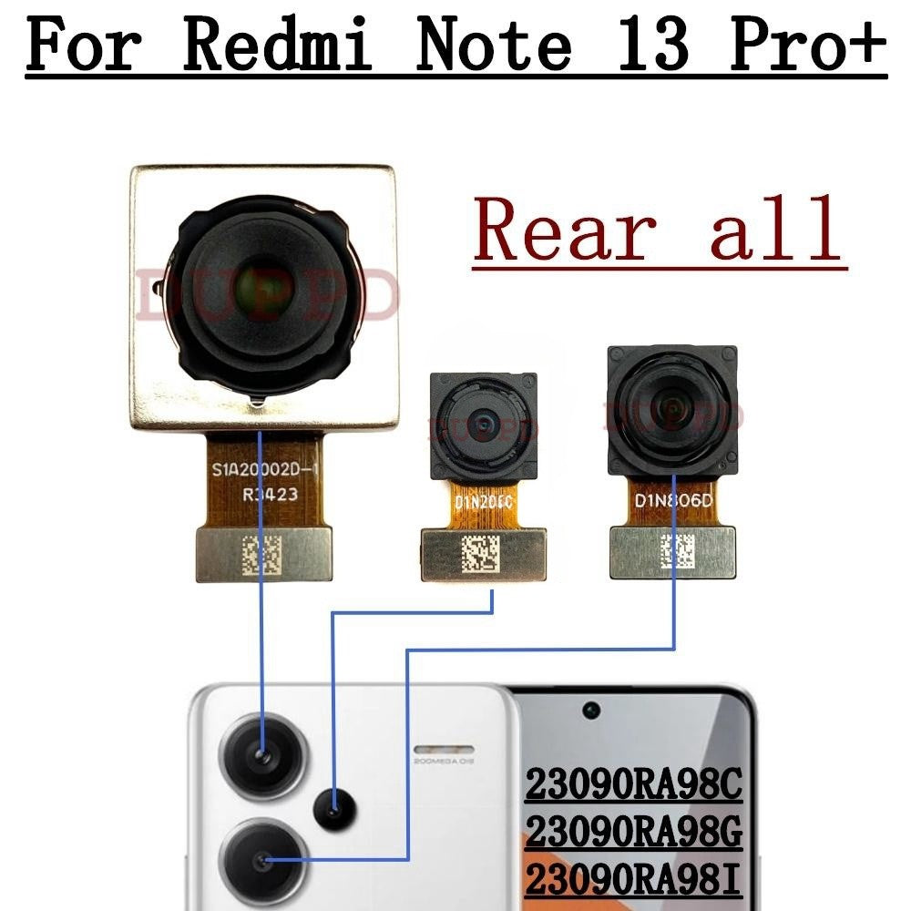 Cámara trasera delantera para Xiaomi Redmi Note 13 Pro + Plus 5G Selfie módulo de cámara Frontal ancha trasera Cable flexible repuestos