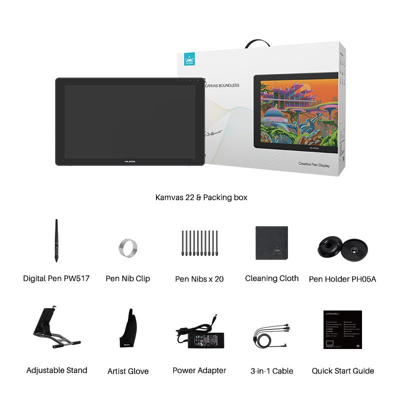 Monitor de tableta gráfica Huion de 21,5 pulgadas Kamvas 22 con 120%~140% sRGB, tableta de dibujo compatible con Linux, MacOS, Laotop, Android, USB3.1