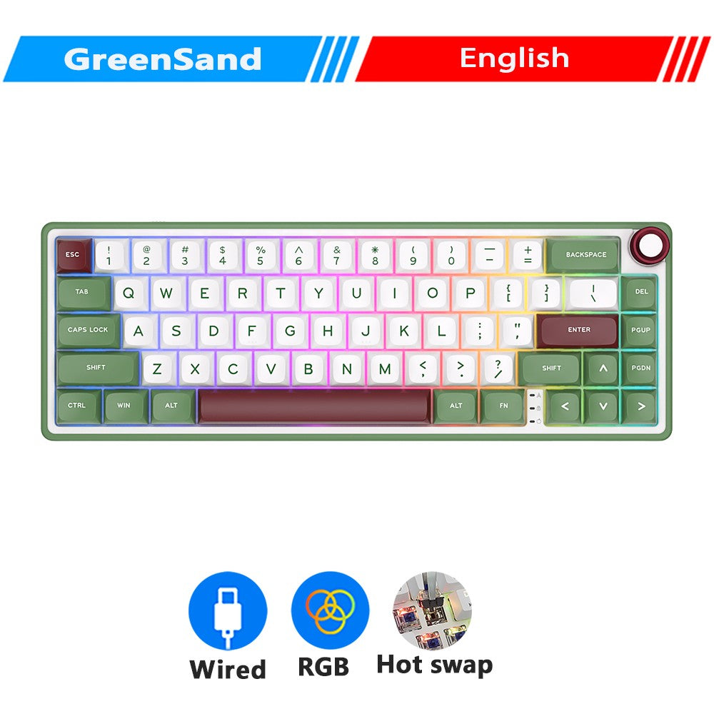 Teclado Mecánico Royal Kludge RK R65 en Portugués Brasileño, con Cable, Intercambiable en Caliente, 66 Teclas, 65%, Retroiluminación RGB, para Gamers