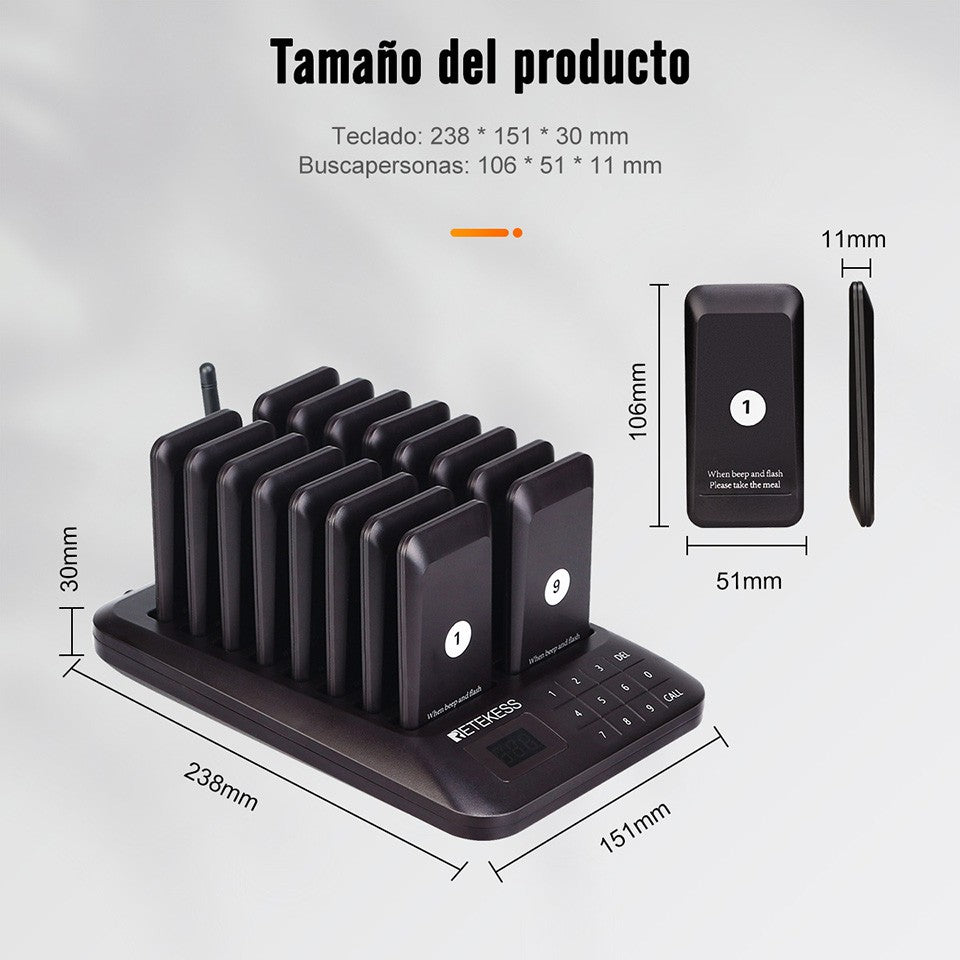 RETEKESS TD157 Sistema de Llamada Inalámbrico para Restaurantes, Localizadores de Mesa, Receptores de Señal Sonora para Food Trucks, Restaurantes de Comida Rápida, Cafeterías y Bares