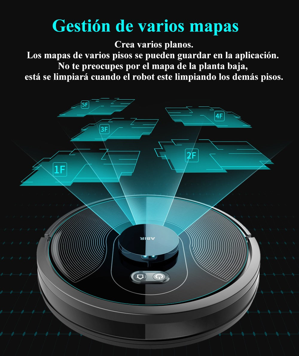 ABIR-Robot aspirador X8, sistema láser, mapas de múltiples pisos, limpieza de zona, ajuste de área limitada para lavado de alfombras en el hogar