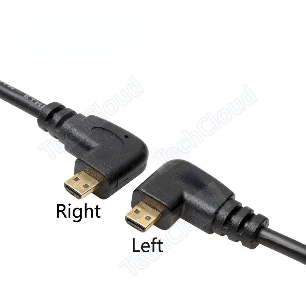 Cable HDMI Compatible con Tipo A a D de 90 Grados, Micro HD a HD, Ángulo Izquierdo/Derecho para Cámara Digital Sony A6400 GH4, Tablet, 30cm/150cm
