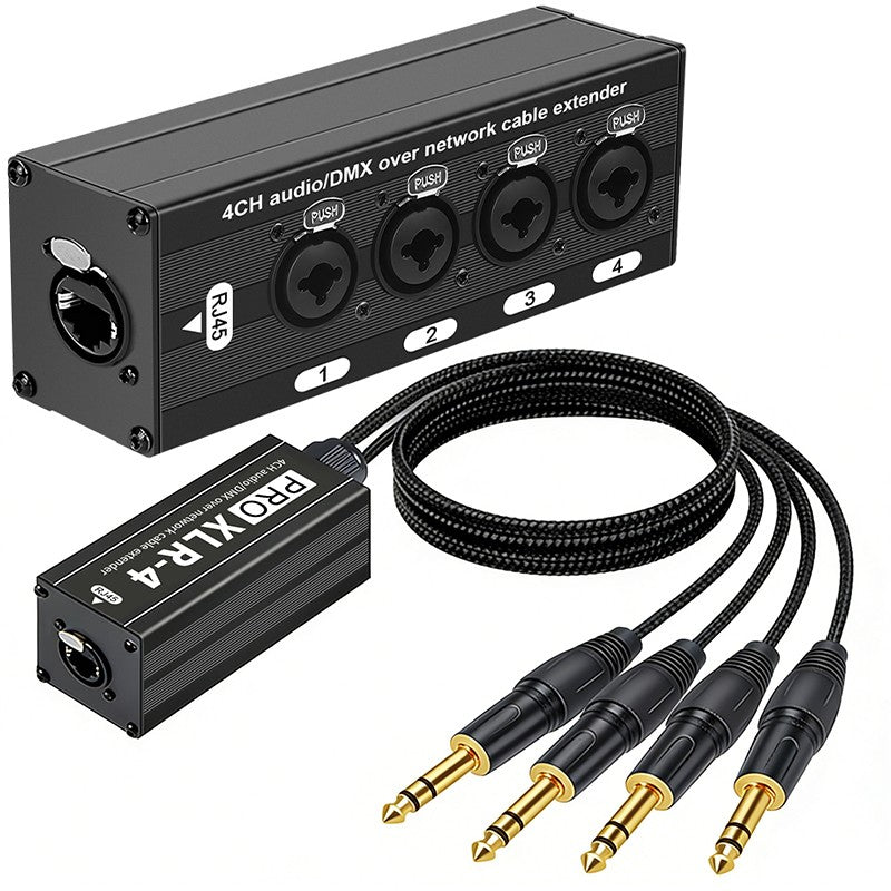 Cable extensor de audio RJ45 a XLR de 4 canales y 3 pines, extensor de señal de red DMX512 para iluminación de escenarios y estudio de grabación.