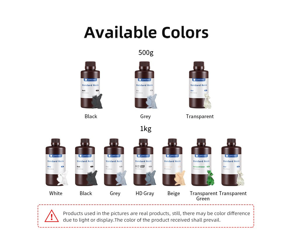 ANYCUBIC 405nm resina UV para impresora 3D Photon Mono 4 resina de impresión 3D LCD resina sensible a los rayos UV para impresora 3D 1kg