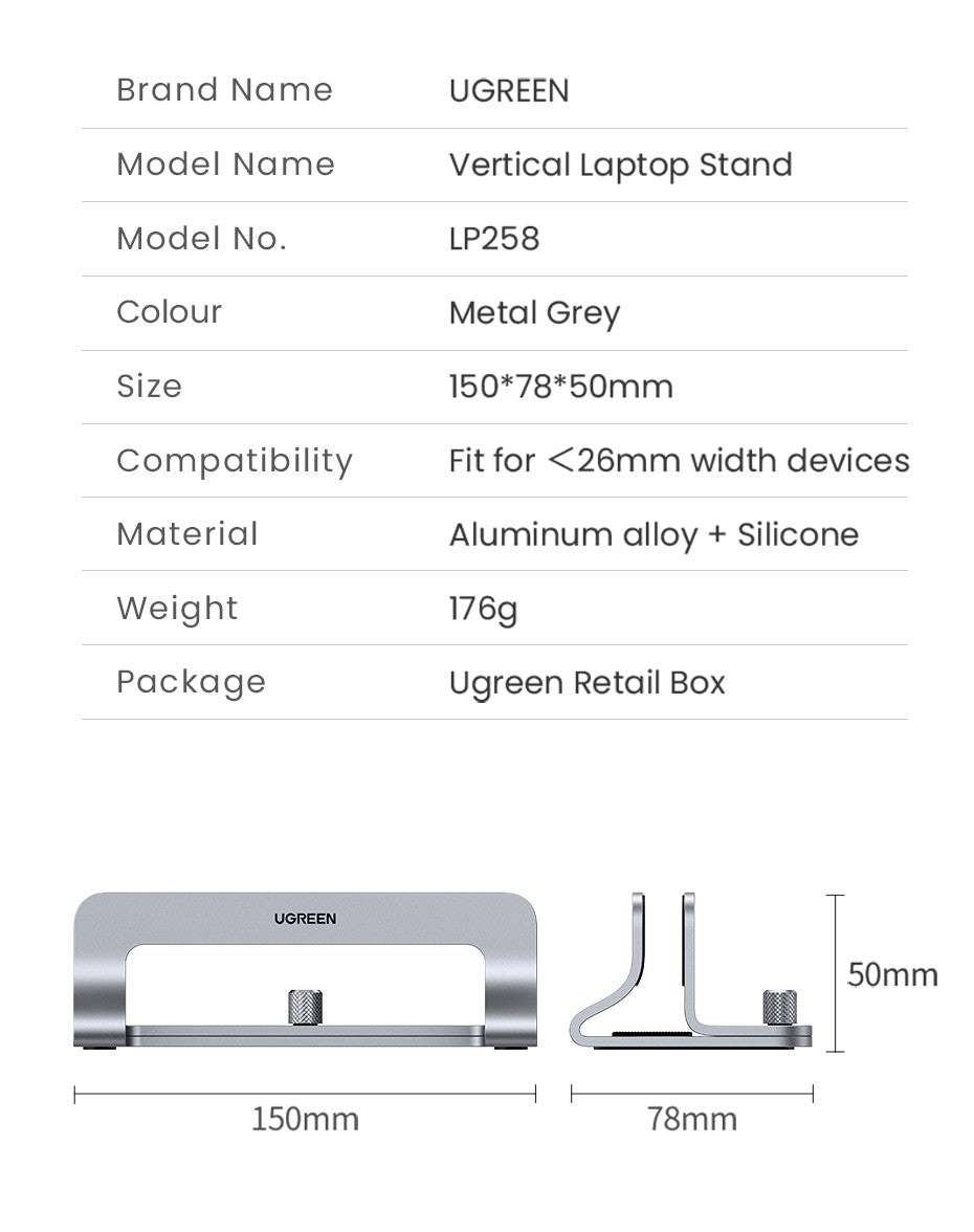 Soporte Vertical para ordenador portátil UGREEN para MacBook Air Pro, soporte plegable de aluminio para portátil, soporte para tableta MacBook Pro