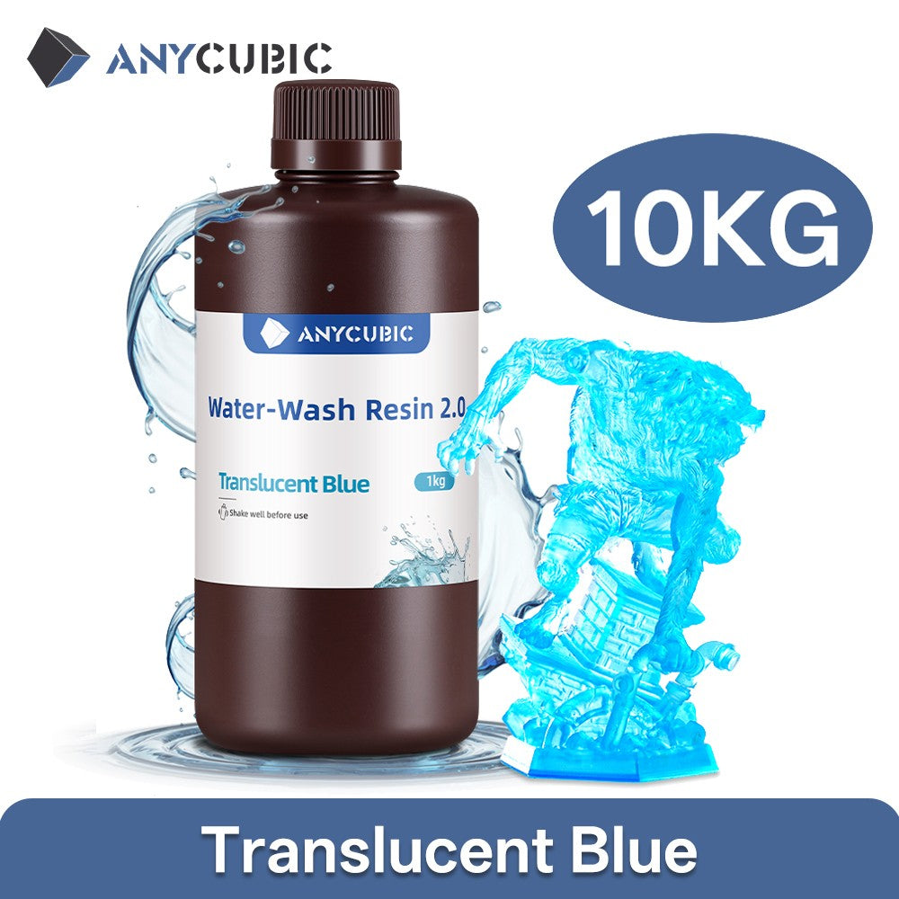 ANYCUBIC-resina de lavado de agua para impresora 3D LCD, alta precisión, bajo olor, baja viscosidad, impresión 3D, fotopolímero estándar, 10KG