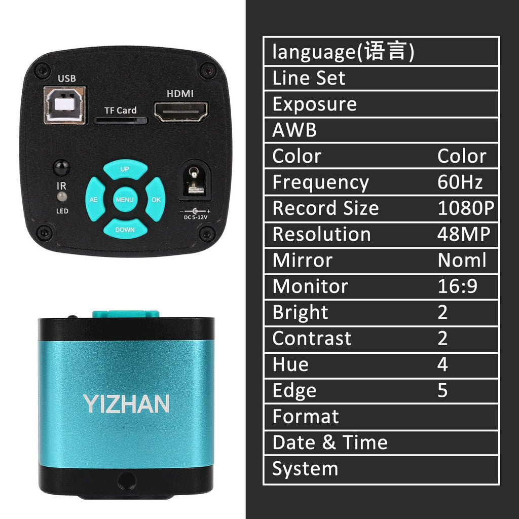 YIZHAN 60MP 48MP 13MP HD microscopio Digital para soldar 4K HDMI USB VGA microscopio electrónico cámara lente de Zoom para medir