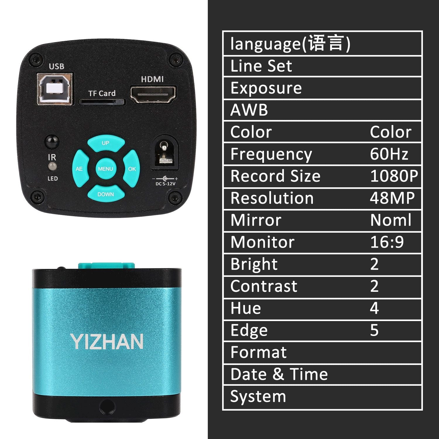 YIZHAN 60MP 48MP 13MP HD microscopio Digital para soldar 4K HDMI USB VGA microscopio electrónico cámara lente de Zoom para medir