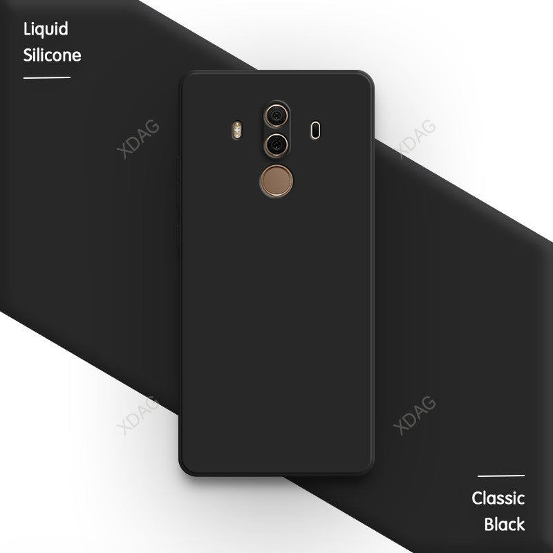 Funda de teléfono oficial de silicona líquida para Huawei Mate10 Mate 10 Pro 10Pro, cubiertas de protección de cámara de Color sólido cuadrado suave para parejas