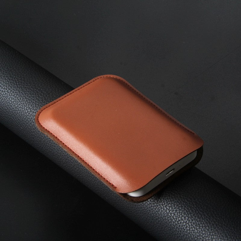 Funda de cuero con funda para banco de energía para iPhone 13, funda para batería externa Magsafe