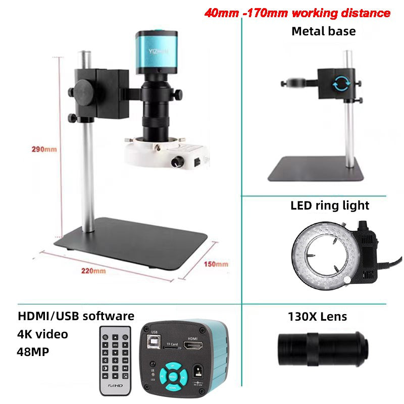 YIZHAN 60MP 48MP 13MP HD microscopio Digital para soldar 4K HDMI USB VGA microscopio electrónico cámara lente de Zoom para medir