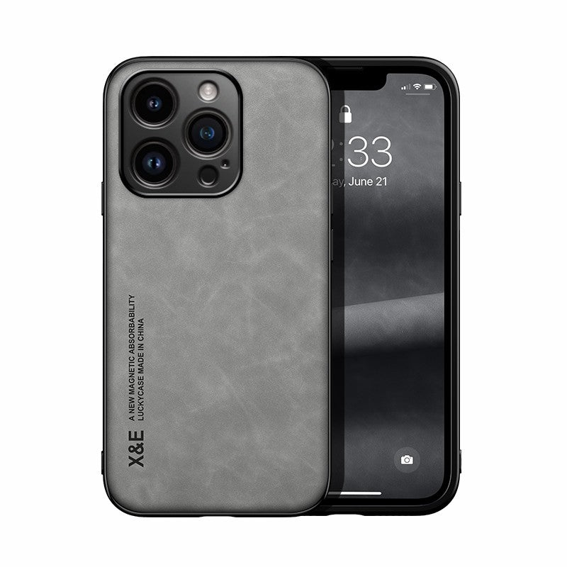 Funda de cuero de lujo para iPhone 16 Pro Max, funda con placa de Metal, soporte para coche, funda para iPhone 16 Pro 16Plus