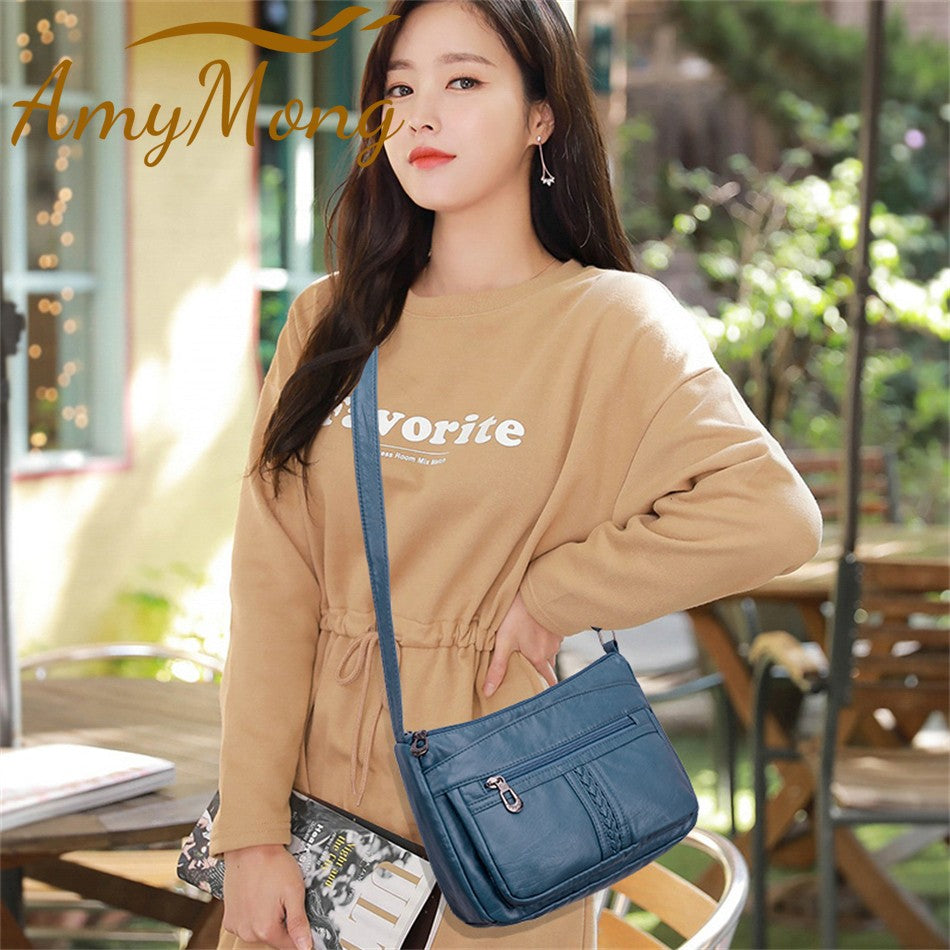 Bolso bandolera de Color liso que combina con todo, bolsos de hombro de alta capacidad para mujer, bolso de mano de piel sintética de alta calidad 2021