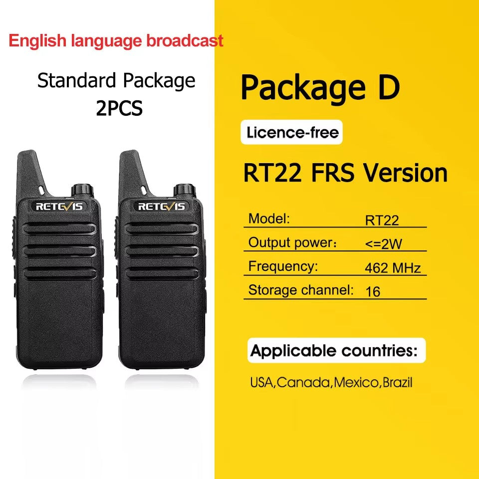 Retevis RT622 Mini Walkie Talkie 2 unidades PMR446 Radio portátil bidireccional con PTT Ideal para restaurantes y hoteles