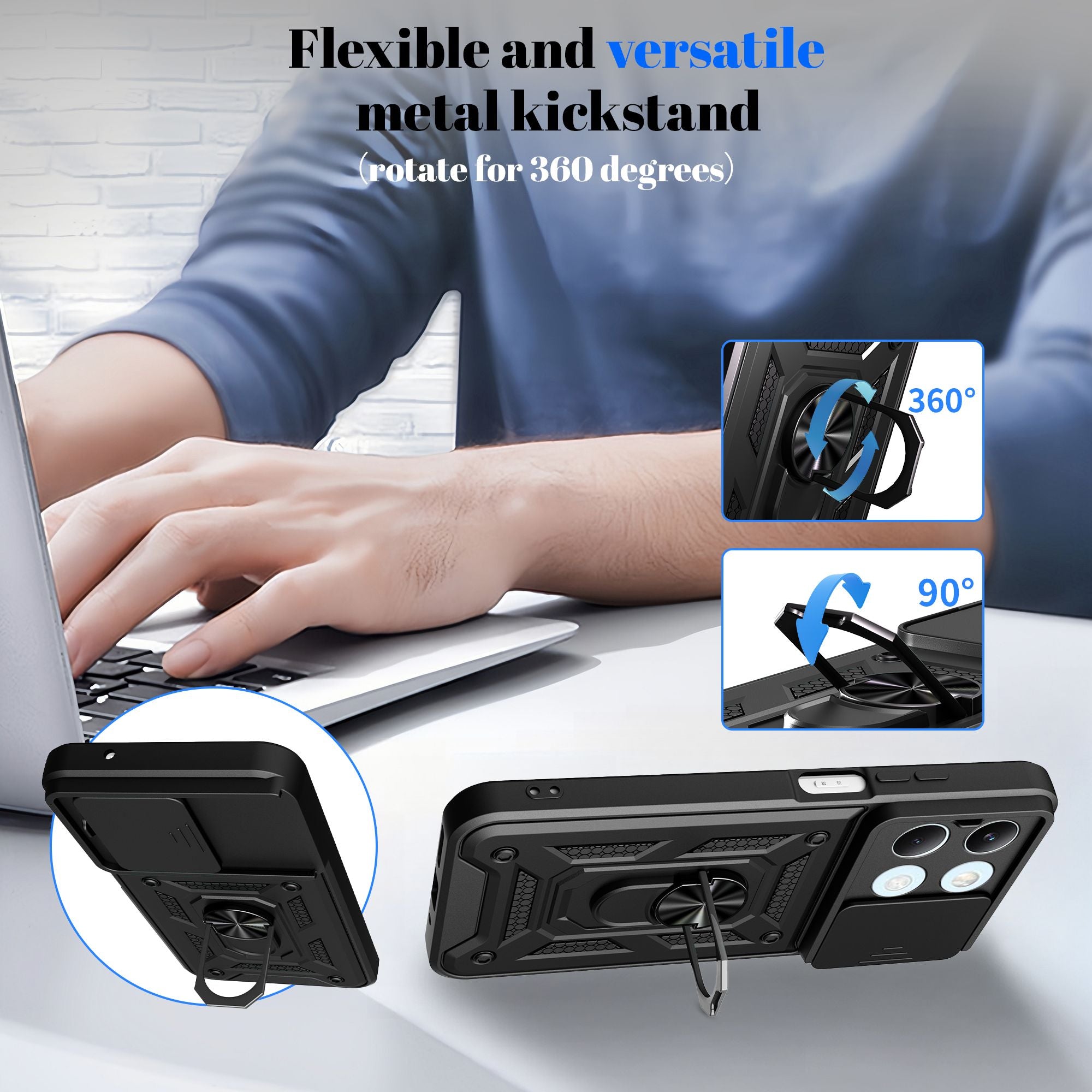 Funda Protectora para POCO X8 Pro Max X7 X6 Pro 5G, Funda con Anillo y Soporte para Xiaomi POCO X8 Pro, Protección para la Lente de la Cámara
