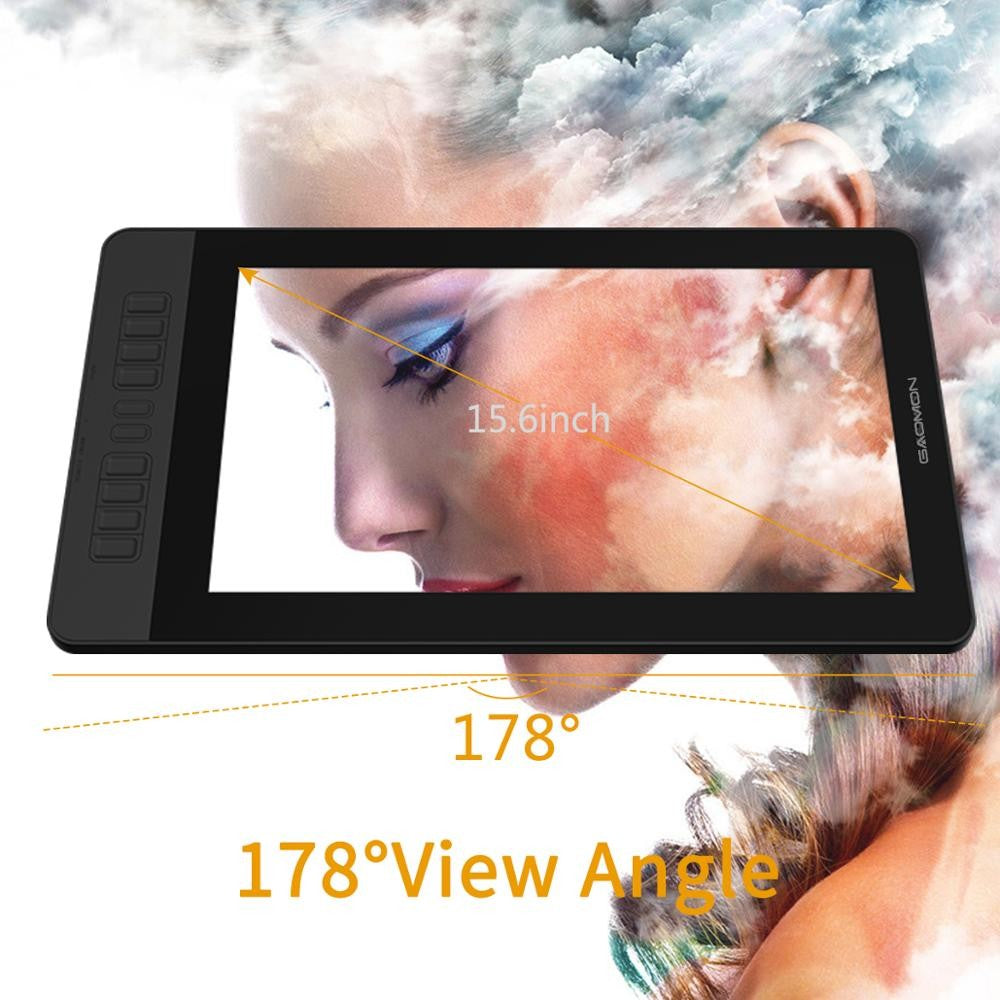 GAOMON PD1561 Monitor de tableta gráfica IPS HD, pantalla antideslumbrante de 15,6 pulgadas, gama 72% NTSC, ideal para principiantes