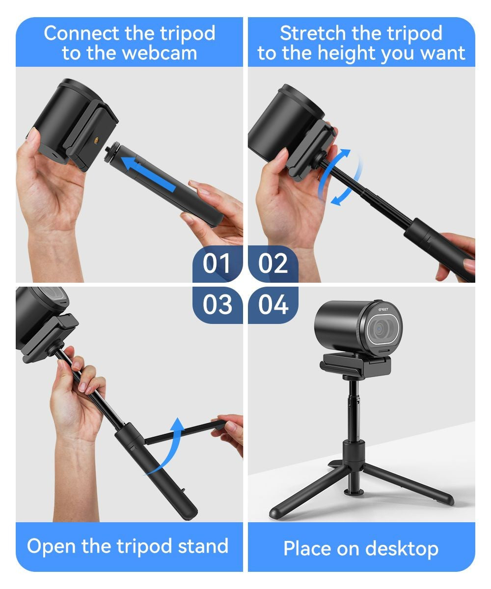 Cámara Web 4K 1080P 60FPS con Enfoque Automático, Cámara Web para Transmisión en Vivo EMEET S600 con Micrófonos y Cubierta de Privacidad para Tiktok/YouTube