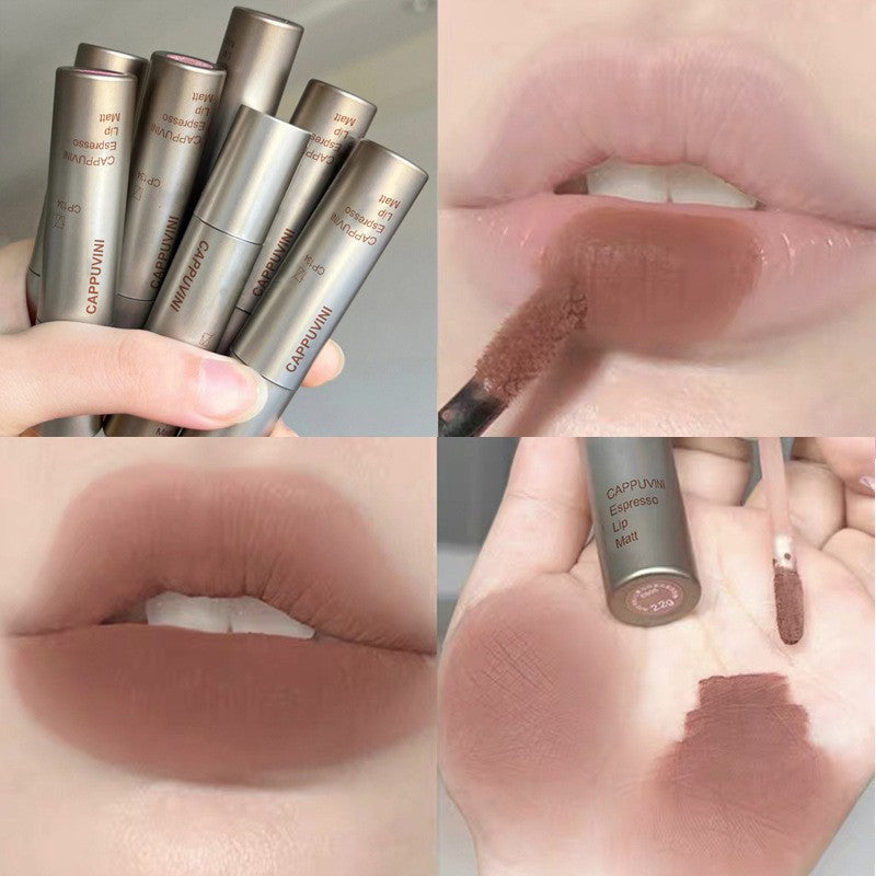Brillo de labios de niebla mate de terciopelo único, taza antiadherente impermeable, esmalte de labios a prueba de manchas, lápiz labial líquido que no se decolora