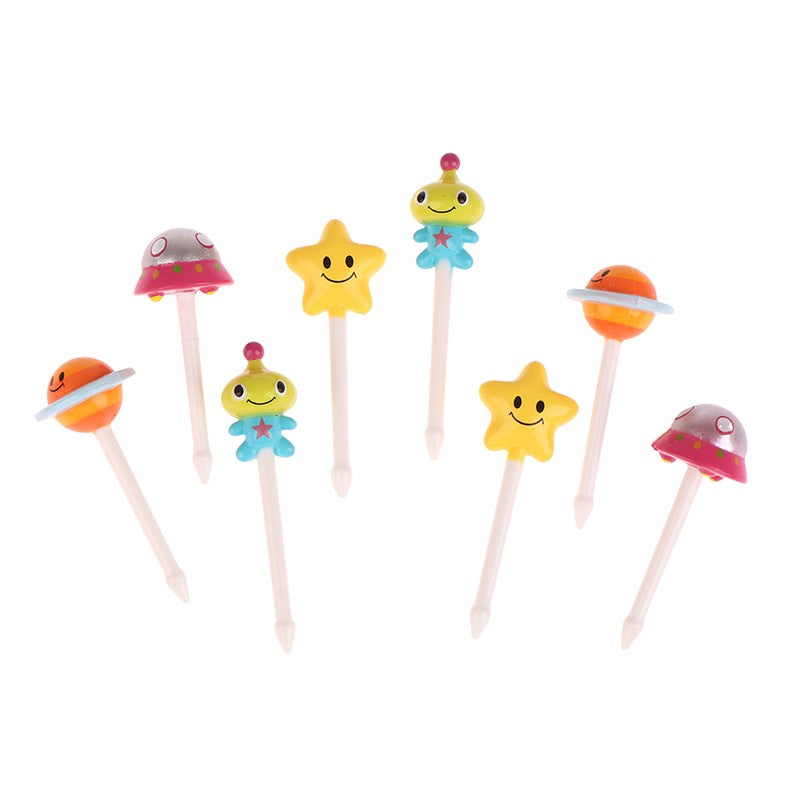 Palillos de fruta para niños, palillos de dientes con aguja, Mini fruta creativa, pastel, postre, tenedores de comida, fiambrera, decoración, accesorios Bento, 6/8 Uds.