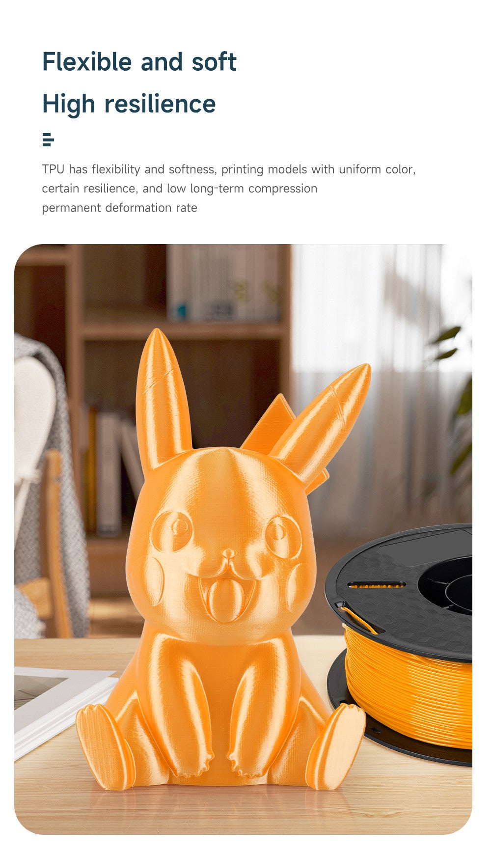 Filamento de impresora 3D KINGROON TPU 1KG 1,75mm Material de impresión 3D suave y Flexible red de plástico TPU de alta resistencia peso 1 kg/rollo