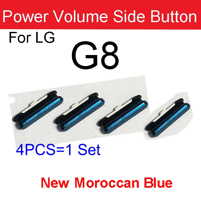 4 unids/lote para LG G7 G8 G8S G8X botones laterales de volumen de energía encendido apagado volumen de energía reemplazo de teclas laterales pequeñas