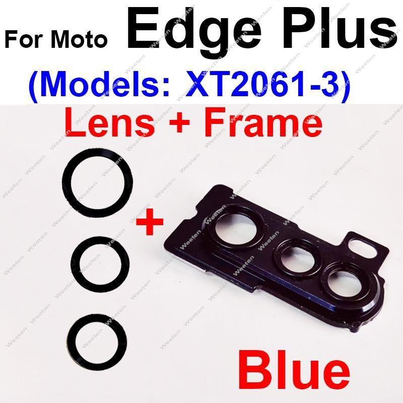 Cubierta de lente de cristal de cámara trasera para Motorola MOTO Edge Plus XT2061-3 piezas de soporte de marco de lente de cámara trasera