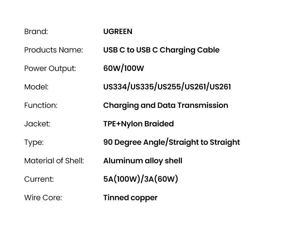 Cable en Ángulo UGREEN PD100W 60W USB C a USB Tipo C, Carga Rápida para iPhone 17 16 MacBook Samsung QC4.0 3.0, Cable de 90 Grados