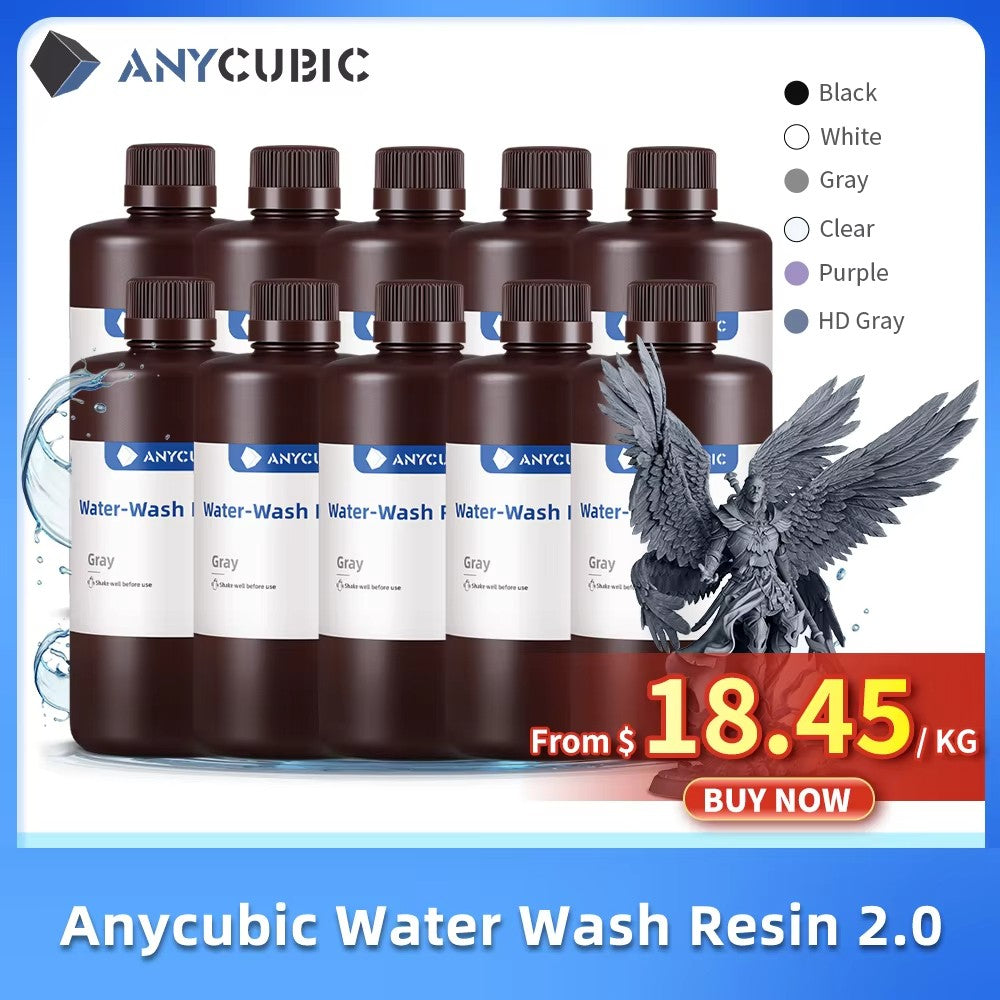 ANYCUBIC-lavado con agua, resina de impresora 3D de 10KG, lavable con agua, alta precisión, bajo olor y baja viscosidad para Photon de impresora LCD 3D