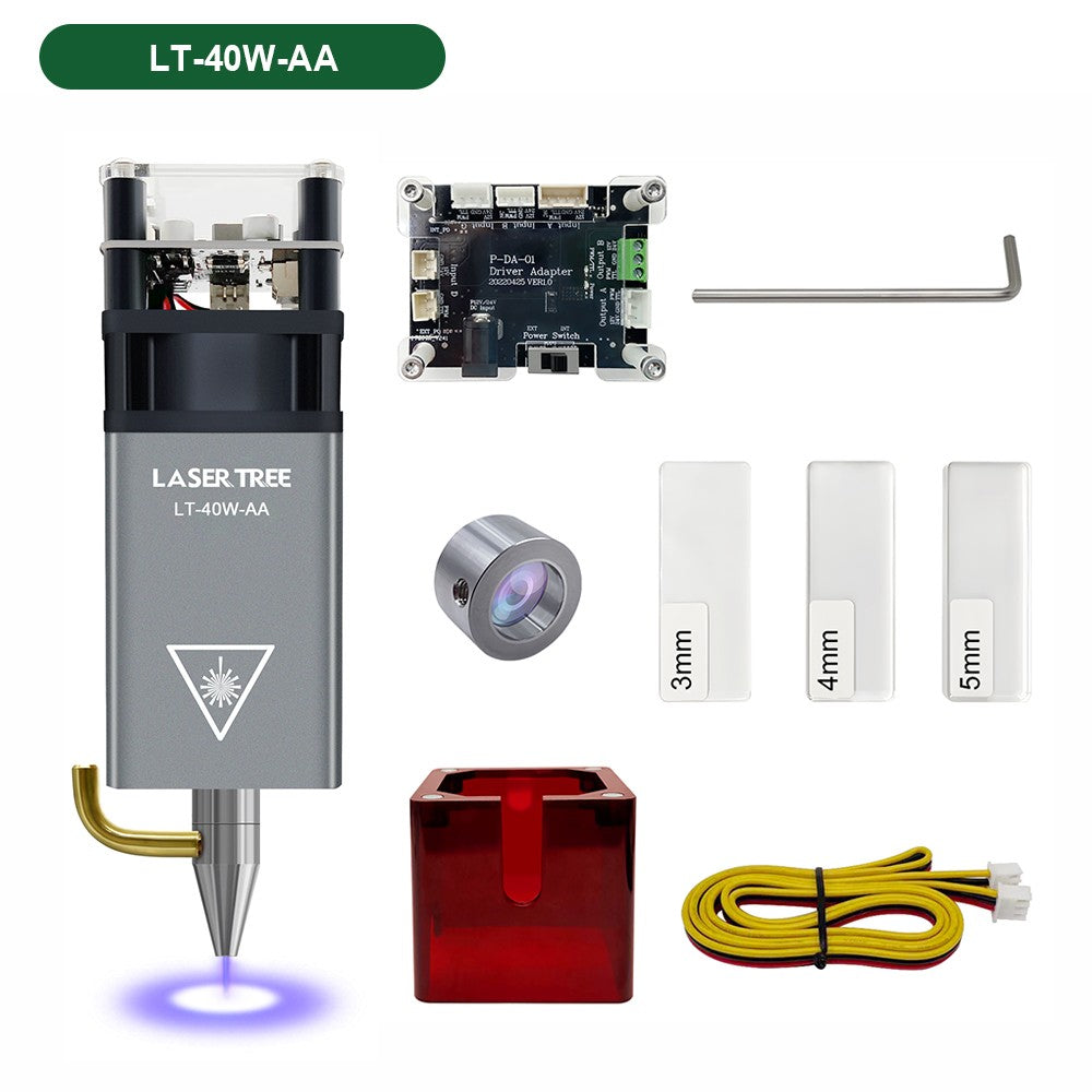 LASER TREE 5W módulo láser con asistencia de aire 450nm enfoque fijo TTL cabezal láser de luz azul para máquina de grabado de corte CNC DIY