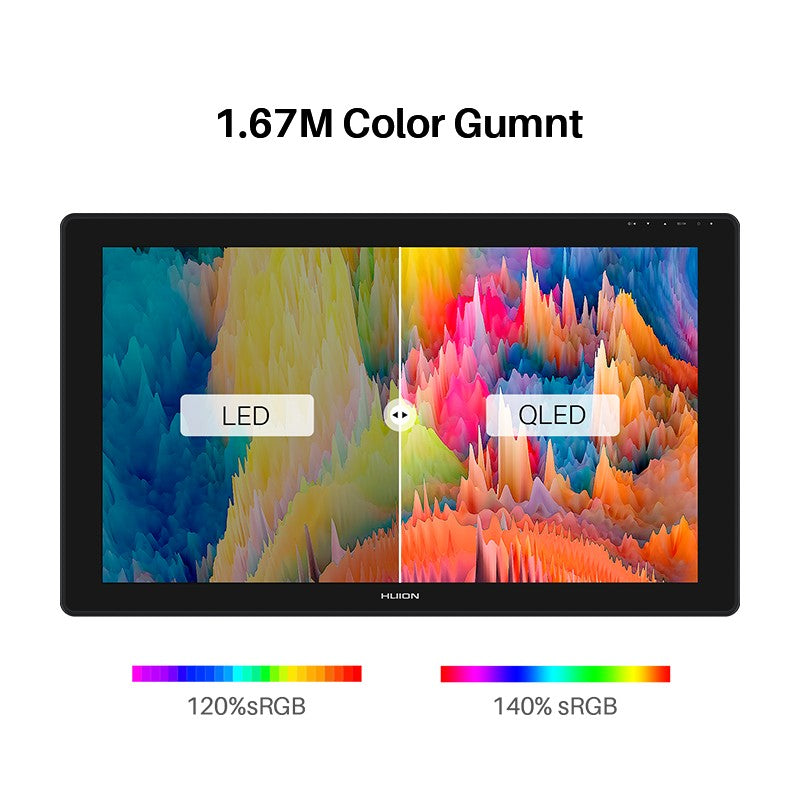 HUION-tableta gráfica Kamvas 24 Plus de 23,8 pulgadas, QLED Monitor con pantalla IPS, completamente laminada, 140% sRGB Pantalla de dibujo Lápiz digital 8192 niveles de presión